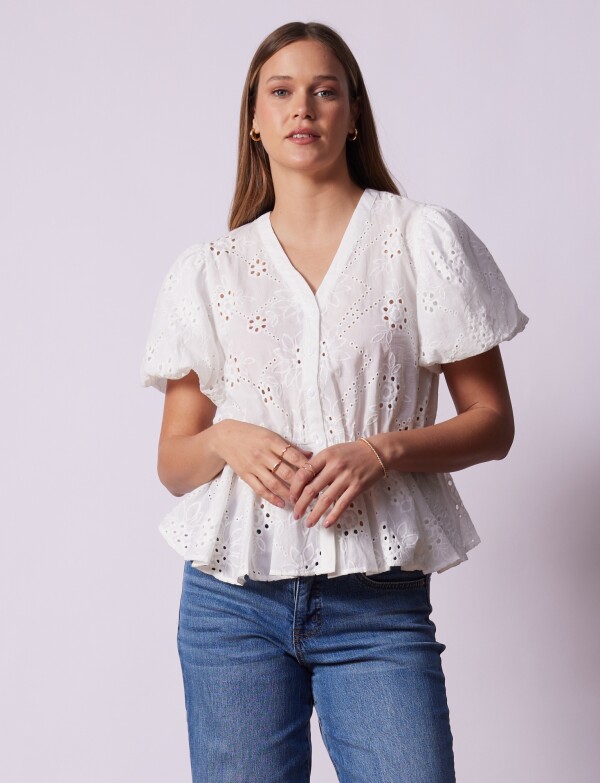 Blusa Algodon Broderie CRUDO