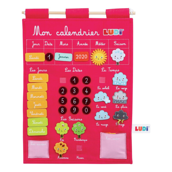 Calendario Educativo Infantil De Pared Tela Didactico Ludi Variante Color Rosa