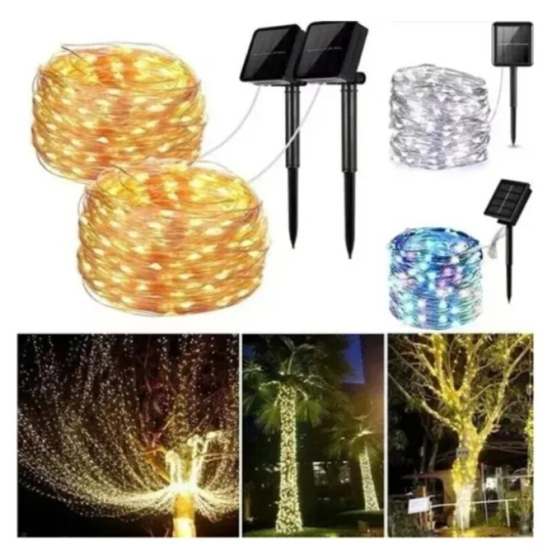 Guía Luciérnaga Para Jardín Solar Con Estaca De12m 100 Luces Multicolor