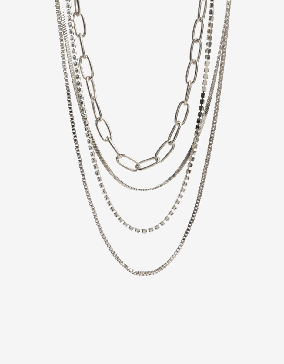 Set Collares Metal Y Strass 