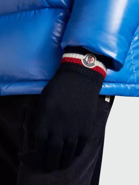 Moncler -Guantes de lana tricolor, Moncler Azul Marino