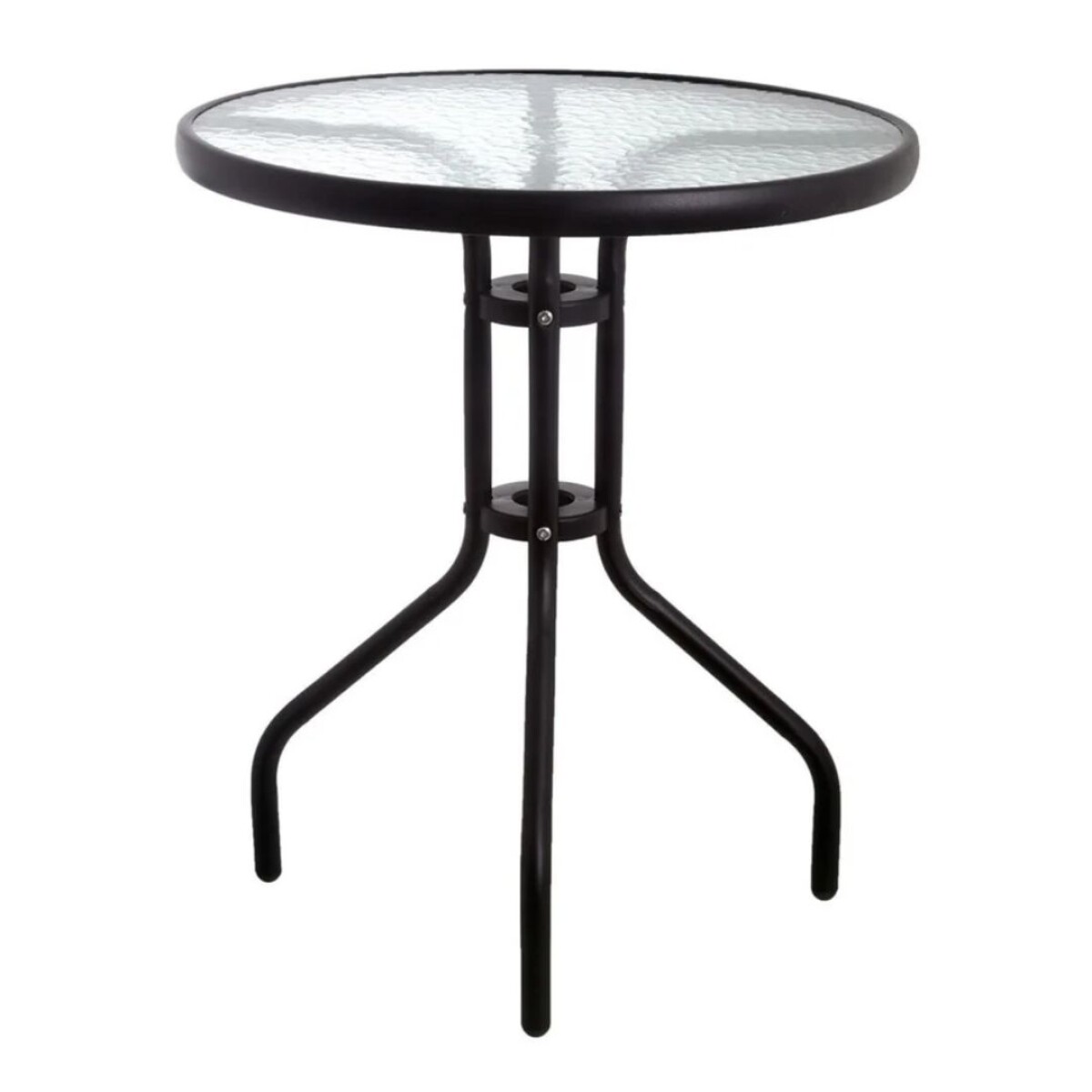 Mesa de Patio de Hierro y Vidrio Redonda Negra 60cm 