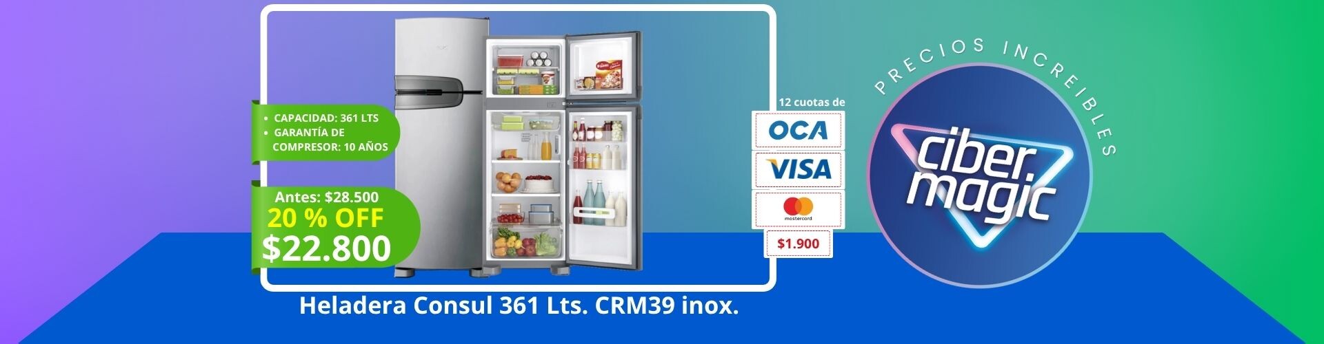 Heladera Consul CRM39 inox.