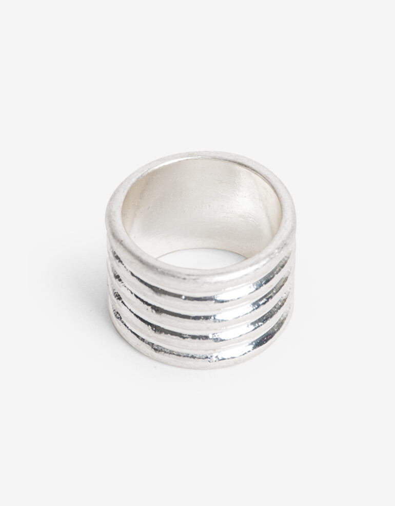Anillos Medianos y Grandes Metal Anillo Metal Ondulado - Plateado Plata Mate