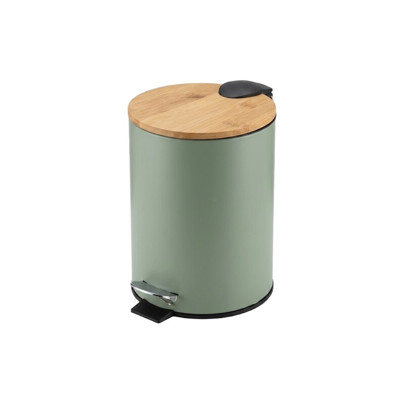 BASURERO METAL VERDE/BAMBU C/PEDAL 3L Unica