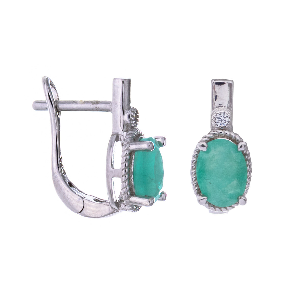 Caravanas de Plata Rodinada, Esmeralda Natural 