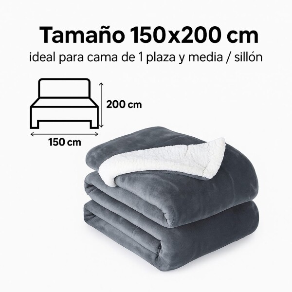 Frazada Manta Polar Con Corderito Acolchado 1 Plazas 200x150 Variante Color Gris