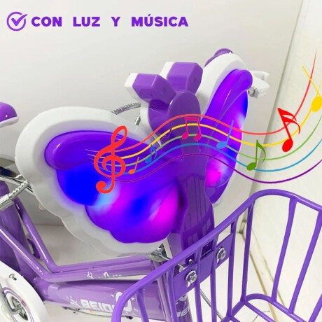 Bicicleta infantil Butterfly con música y luces Rodado 20 Violeta