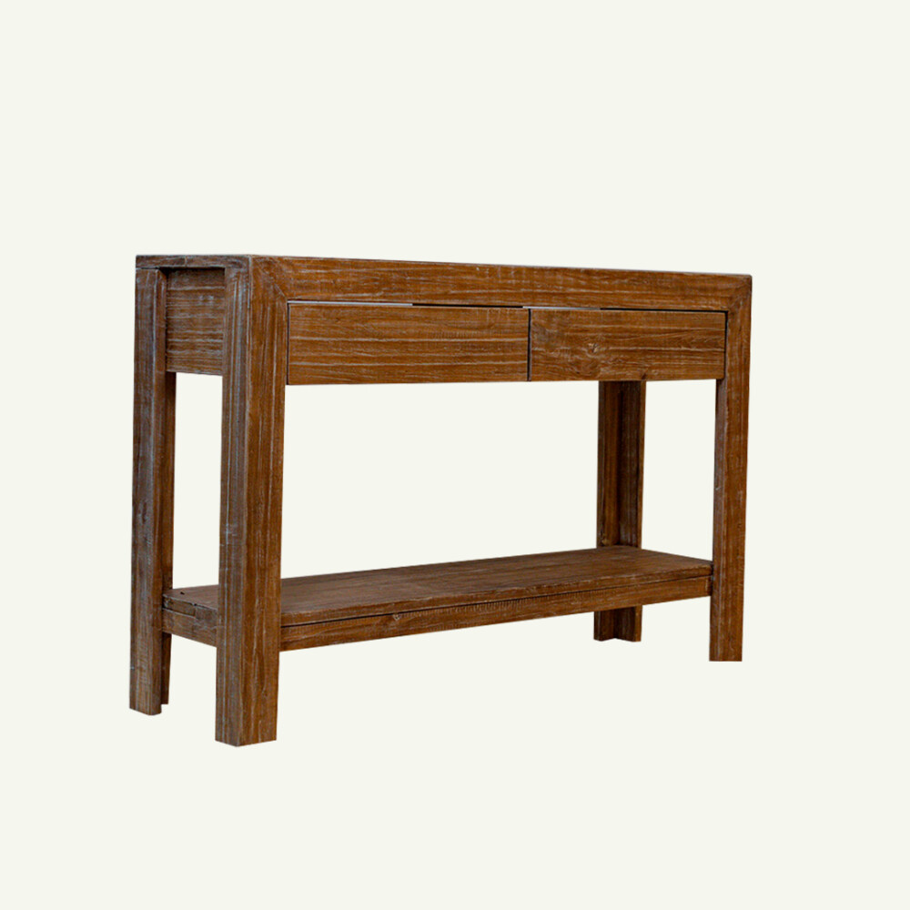 Consola rústica con dos cajones y estante 120x35x80h (por pedido) Consola rústica con dos cajones y estante 120x35x80h (por pedido)