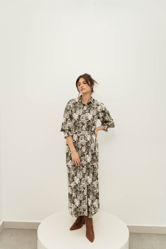 CAMISERO BRENDA MAXI GREEN WORN FLOWERS CAMISERO BRENDA MAXI GREEN WORN FLOWERS