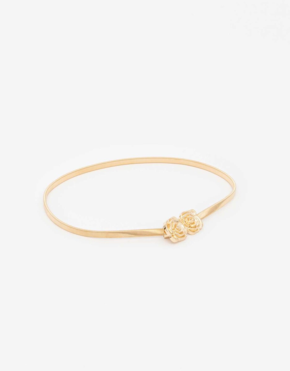 Cinturón Elástico Con Flor - Dorado 