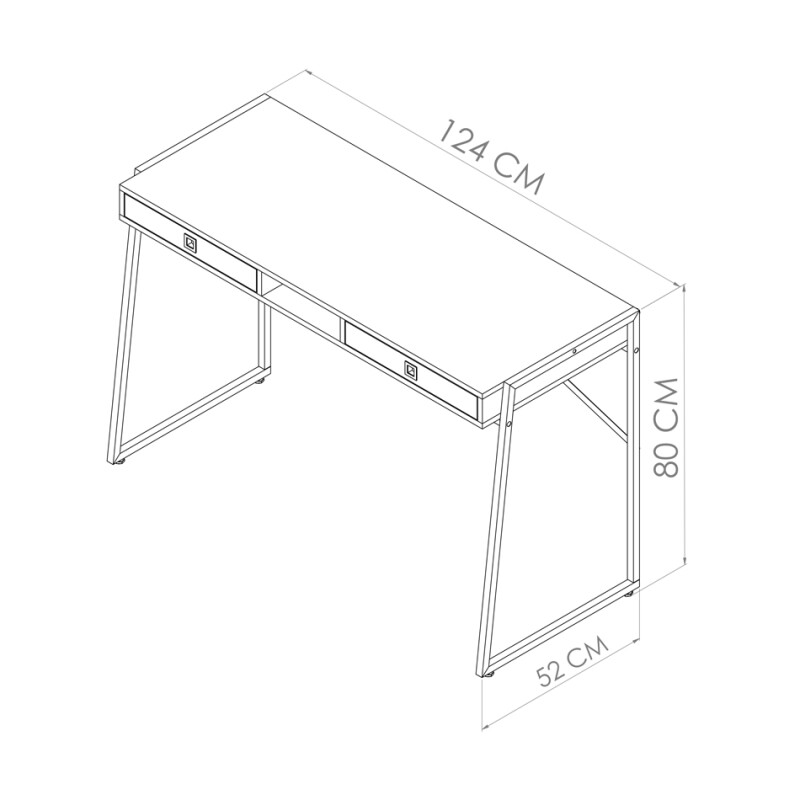Escritorio 2 cajones chicos - Color rustico - Metal negro Escritorio 2 cajones chicos - Color rustico - Metal negro