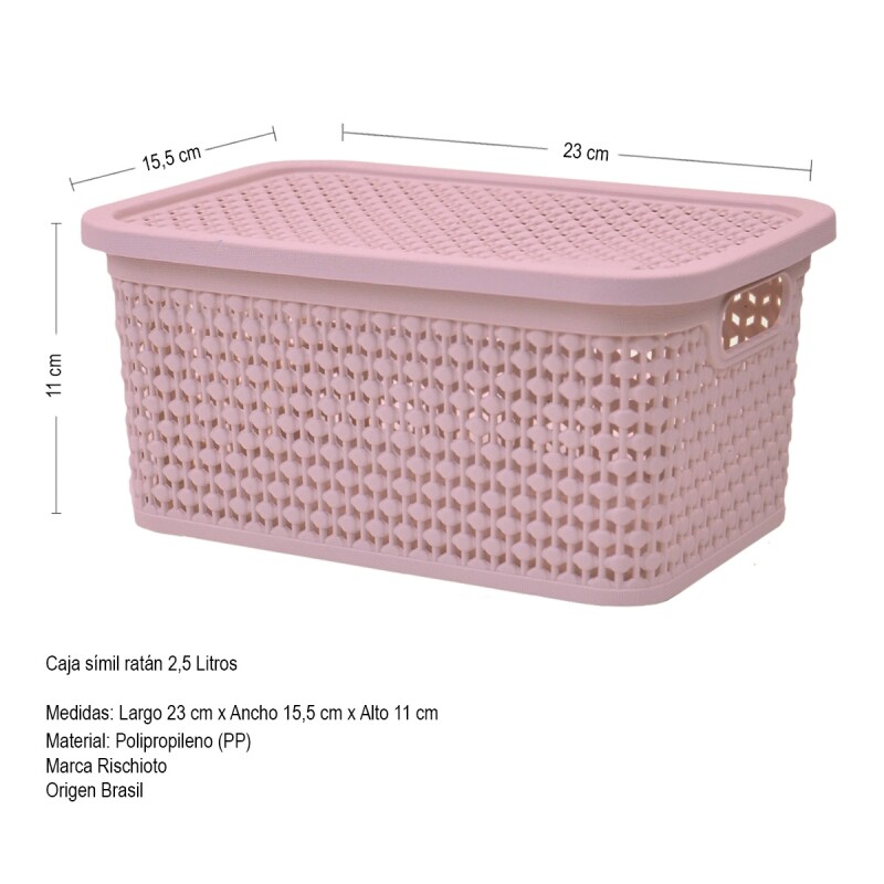 Caja simil ratán 2,5 Lts ROSADO
