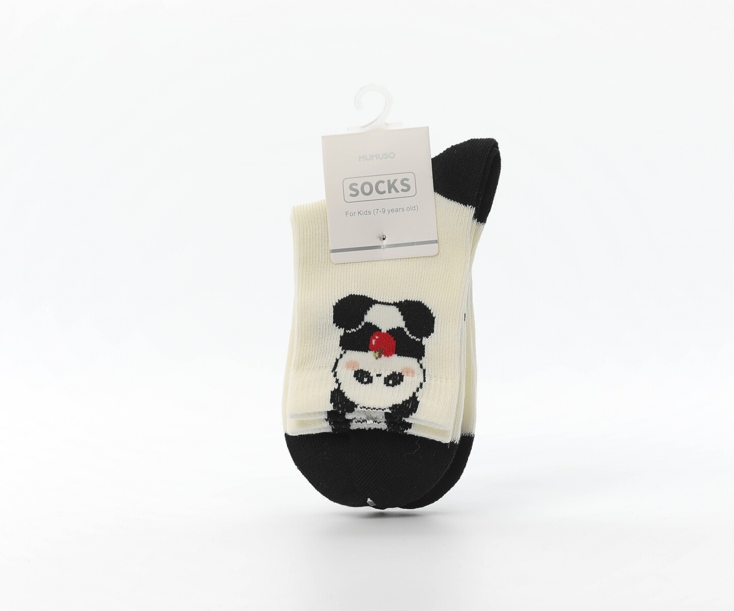 CALCETINES MINI CON PANDA (2 PARES/BLANCO Y NEGRO) 
