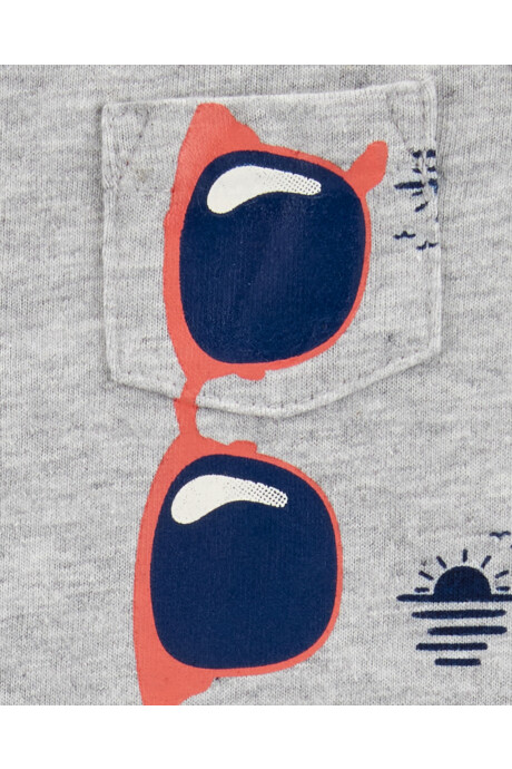 Monito corto de algodón, estampa lentes de sol Sin color