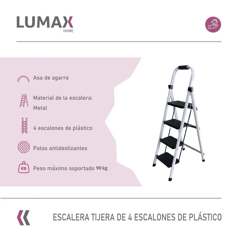 Escalera Tijera 4 Escalones De metal/plastico Negro/Blanco