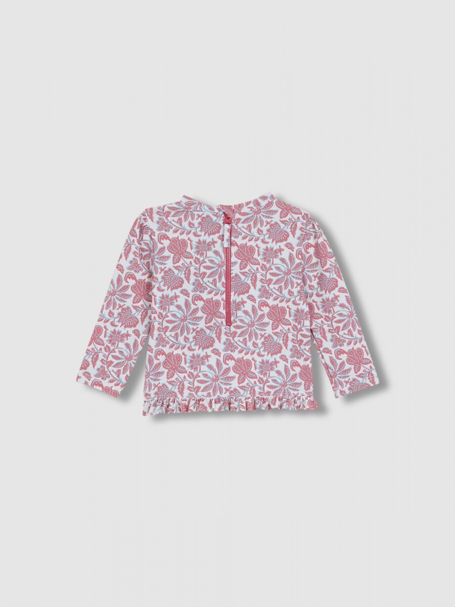 Camiseta De Baño Estampado Flores Piedra