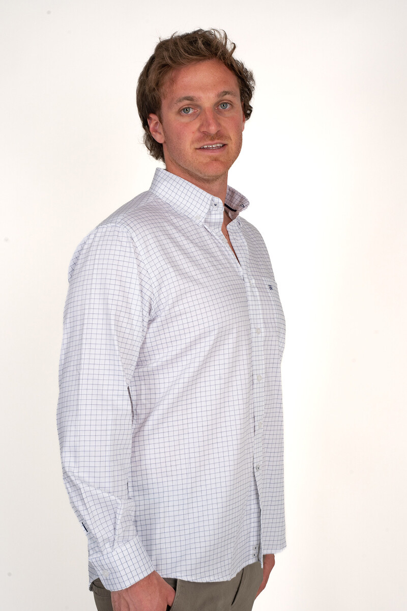 Camisa Escocesa Blanca y Azul