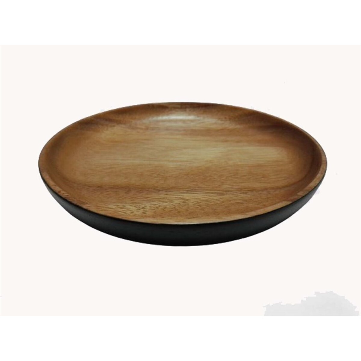 PLATO REDONDO EXT COL NEGRO 20CMS MADERA ACACIA 