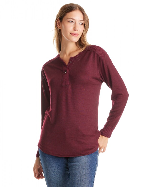Buzo Escote Henley BORDEAUX