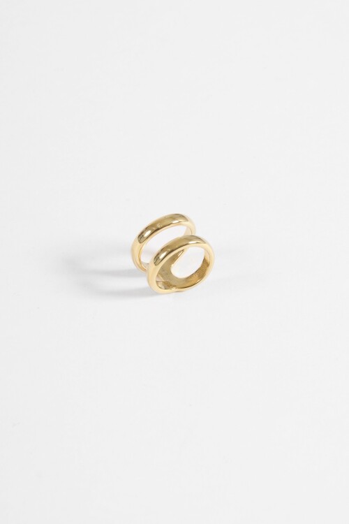 Anillo acero doble dorado