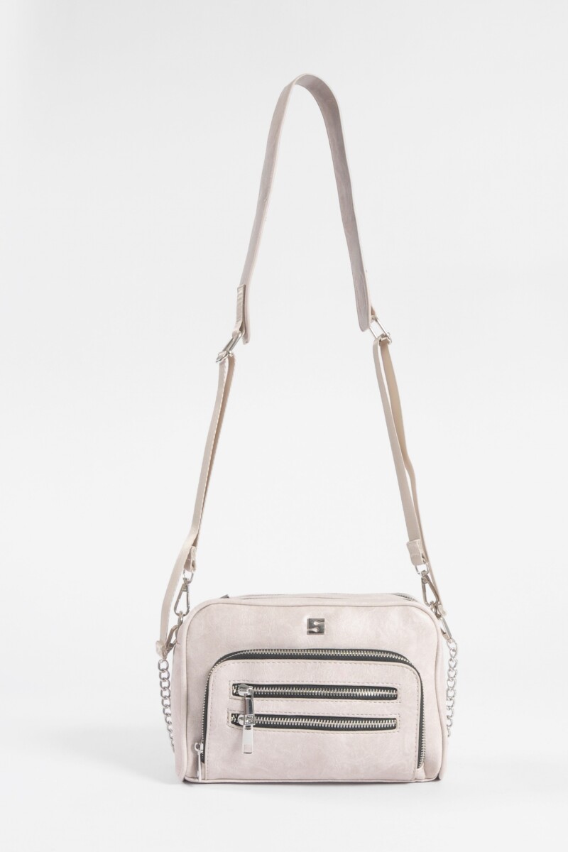 Bandolera doble cierre beige