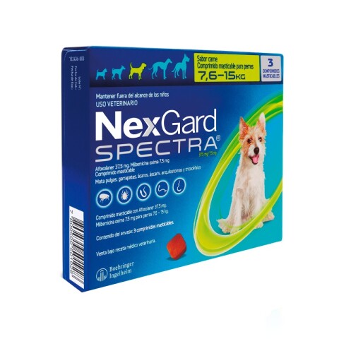 NEXGARD SPECTRA X 3 COMPRIMIDOS ANTIPARASITORIO INTERNO Y EXTERNO DE 7,6 A 15 KG