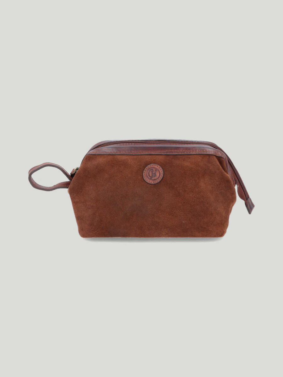 Necessaire cuero gamuza - Tostado 