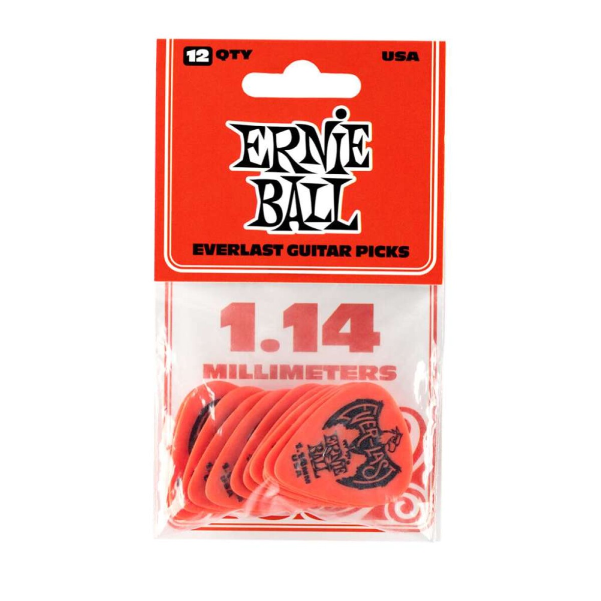 Pack Pua Guitarra Ernie Ball Everlast 1.14mm Red - 12pcs 
