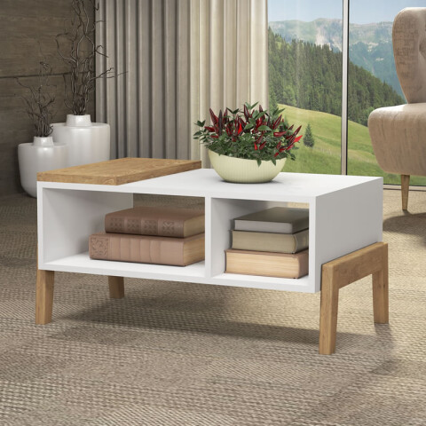 Mesa de Living Combinada con Patas en Madera - MDP - Linea Melilla Mesa de Living Combinada con Patas en Madera - MDP - Linea Melilla