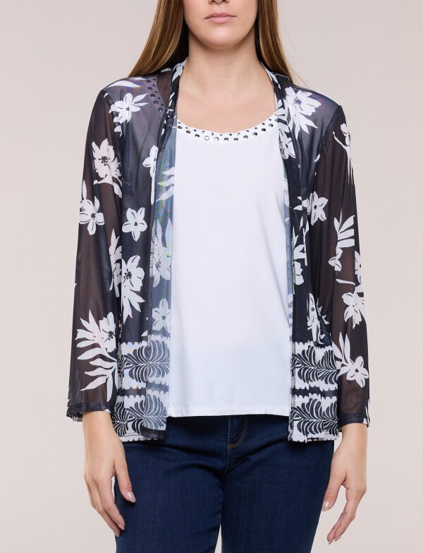 Cardigan Twofer 2 En 1 NEGRO/BLANCO
