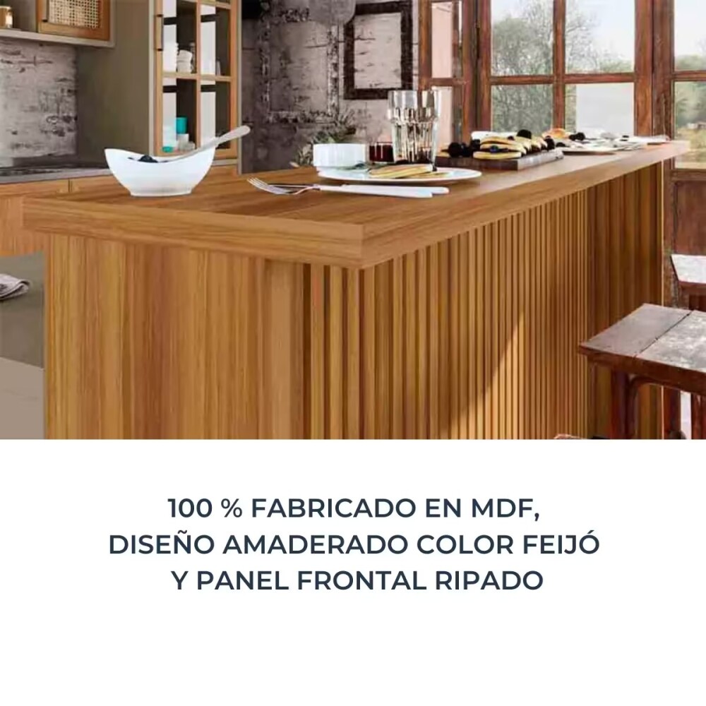 Barra Isla desayunador 200 cm MDF Freijo Barra Isla Desayunador 200 Cm Mdf Freijo