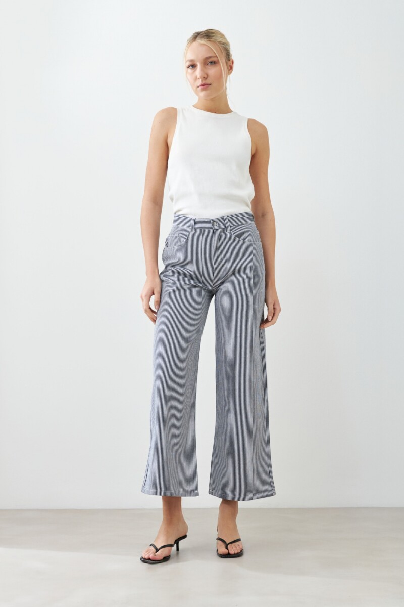 Pantalón de jean rayado crudo