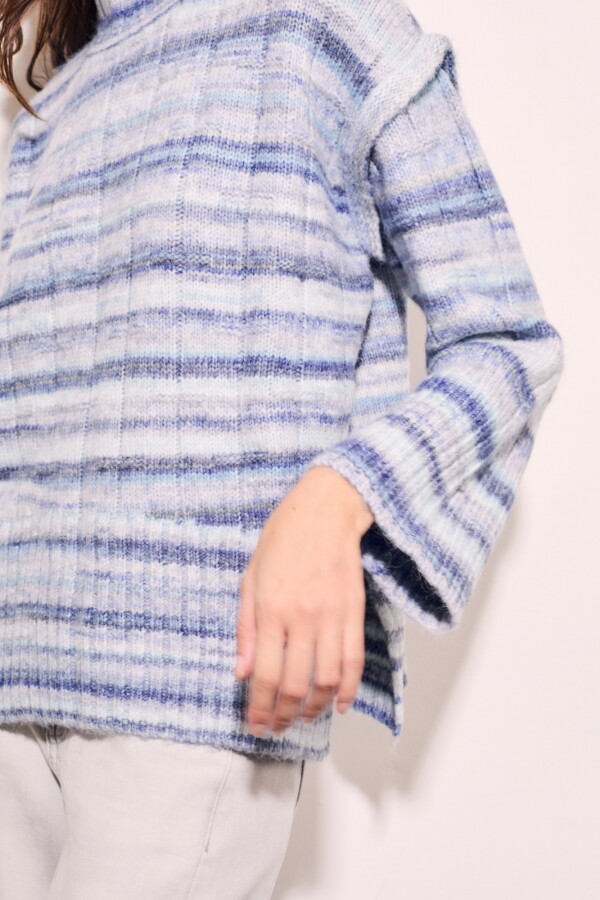 Polera Texturada Multi Celeste