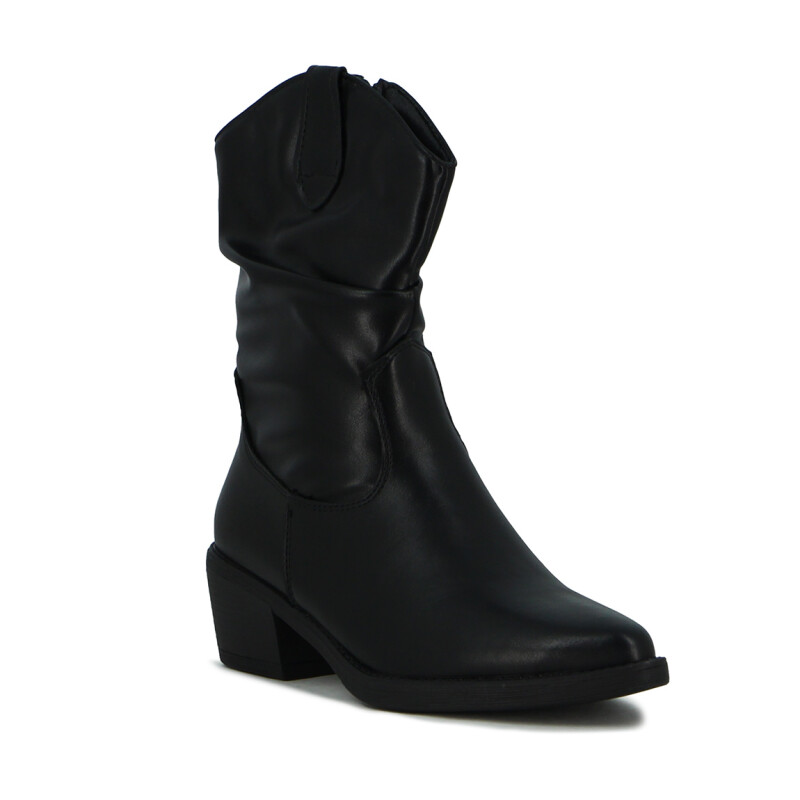 Darkness Bota De Dama Tejana Caña Baja Taco Bajo Cuadrado - Negro Negro