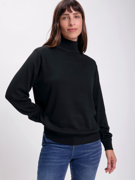 Polera de punto básica Negro