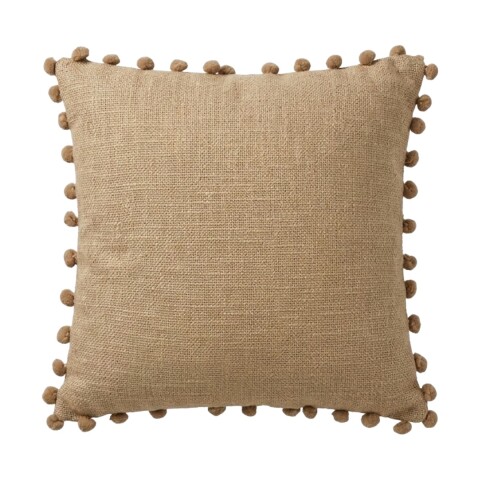 COJIN CUAD BEIGE C/POM POM 40X40CM Unica