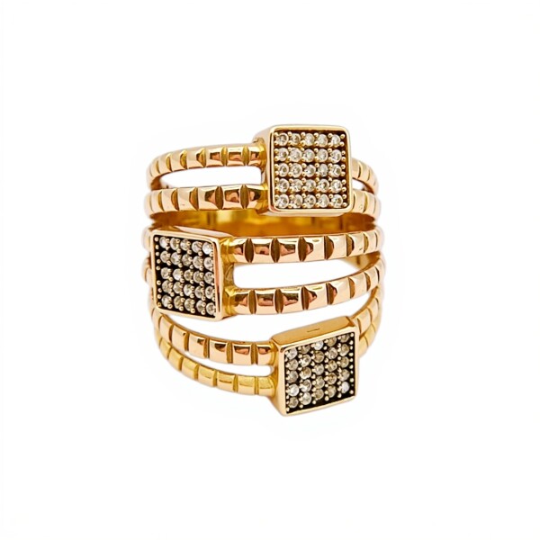 Anillo Tiras -Oro bajo-Piedra Zirconia-AN8216 conpiedra