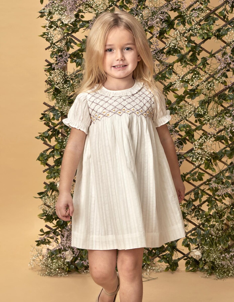 Vestido Nido De Abeja - Blanco 