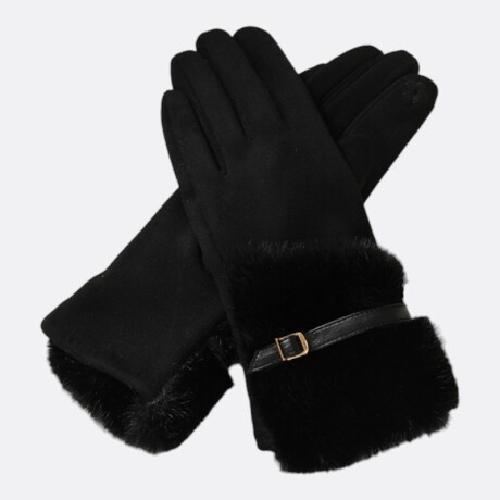 Guantes Selene De Abrigo Detalle De Piel y Pulsera Negro
