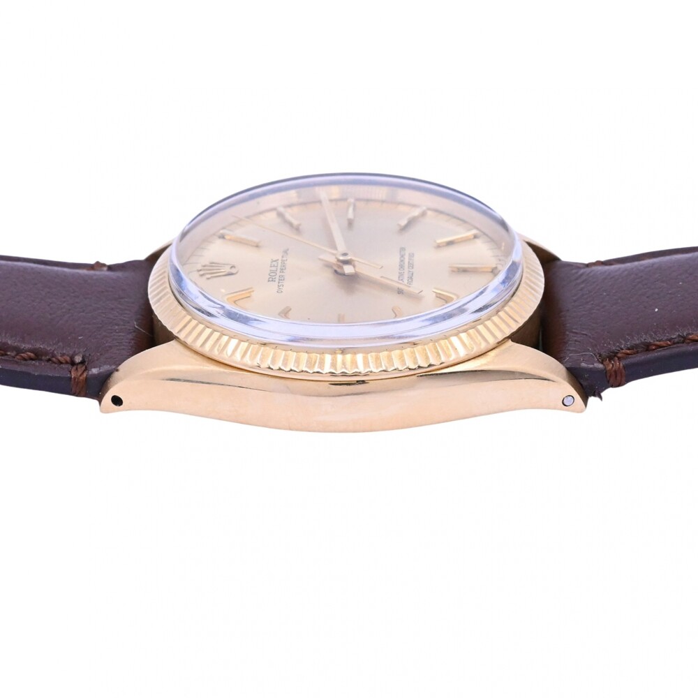 Rolex Oyster Perpetual 1005 oro 18k amarillo, 34 mm año 1965 brazalete de cuero marrón. Rolex Oyster Perpetual 1005 oro 18k amarillo, 34 mm año 1965 brazalete de cuero marrón.