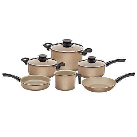 Juego batería de cocina arena modelo "PARIS" 9 pzs TR5905