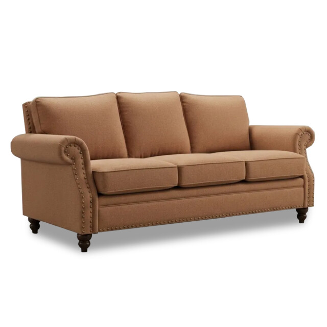 SOFÁ SILLÓN 3 CUERPOS NUBUCK - CON TACHAS BEIGE
