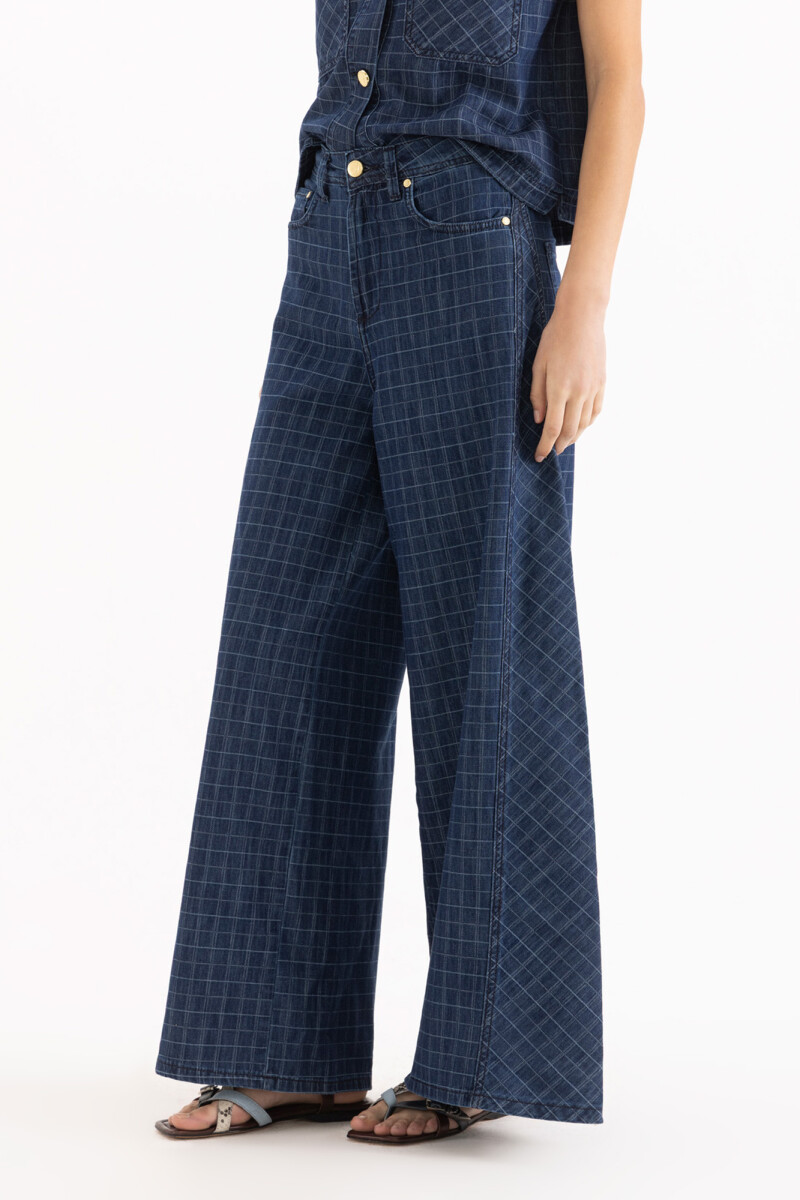 JEANS CHECKS Azul