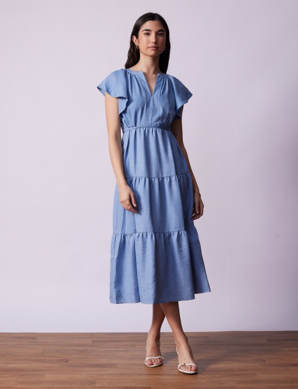Vestido Volados CELESTE