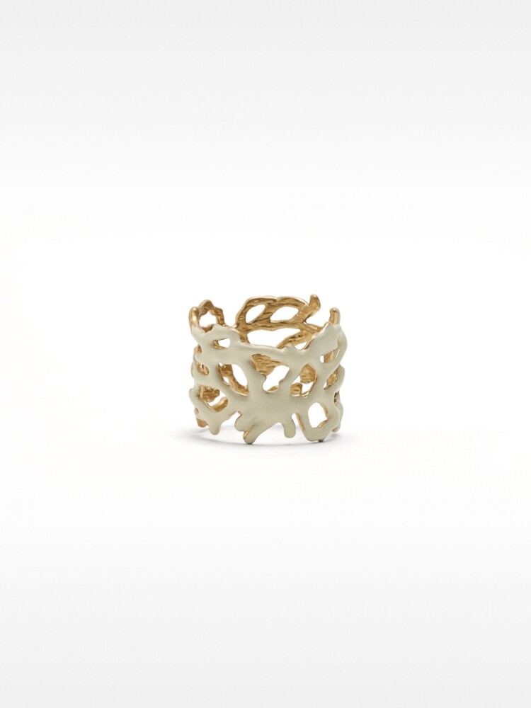 Anillo De Ramas Esmaltado blanco