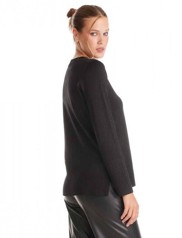 Buzo Esc V Lurex NEGRO