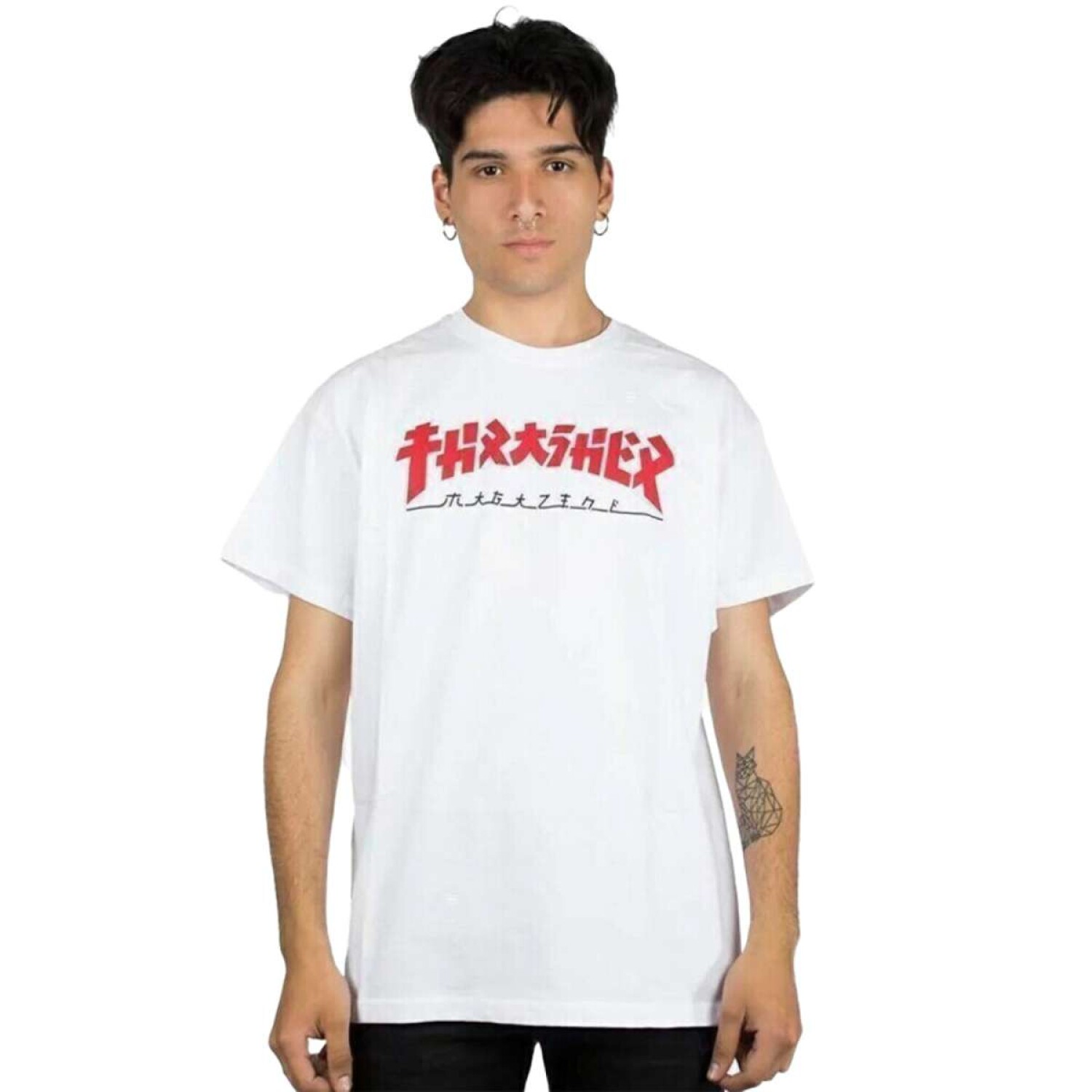 Godzilla Polera Thrasher Blanca Camisetas De Hombre Thrasher
