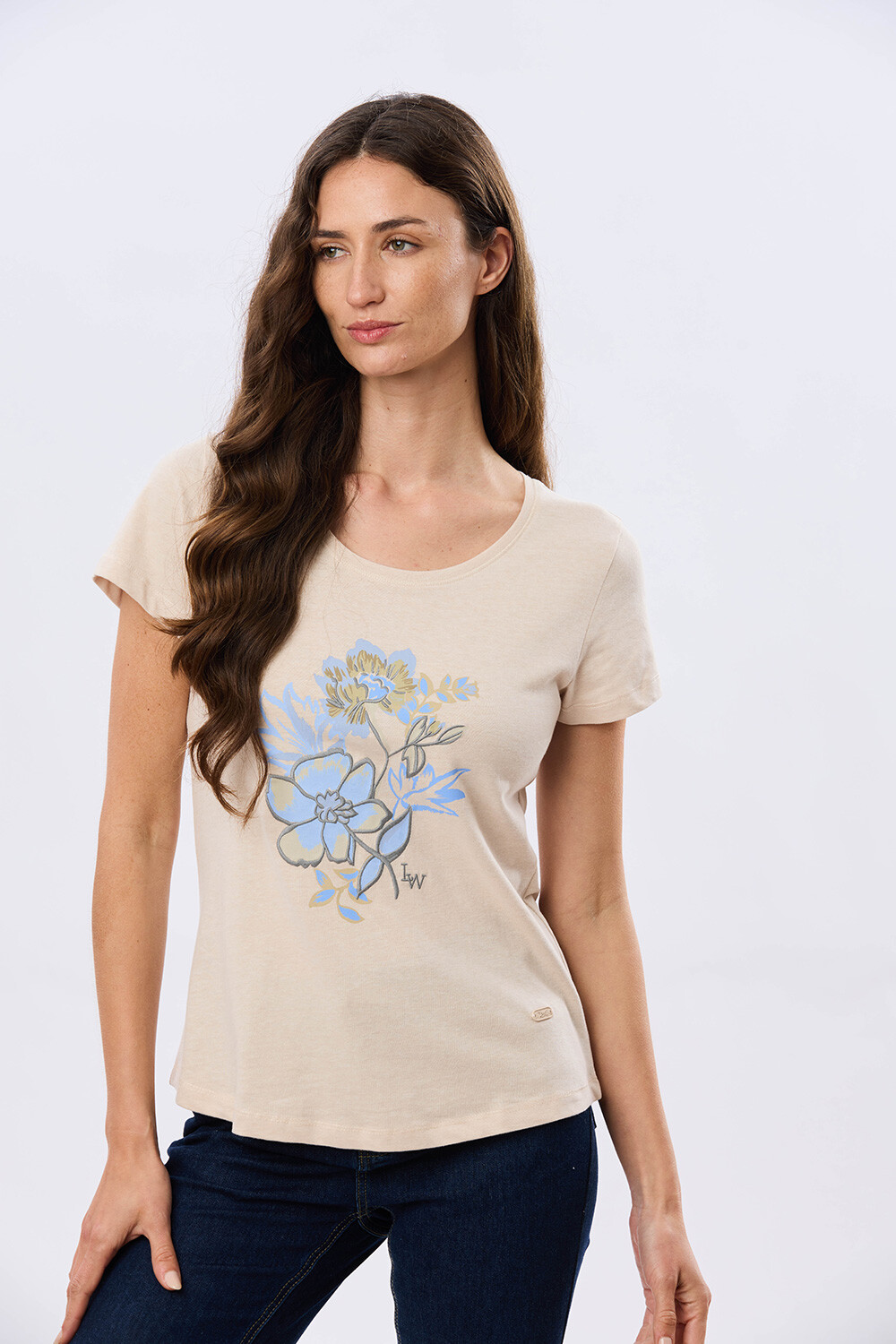 REMERA ESTAMPADA DE ALGODÓN Beige