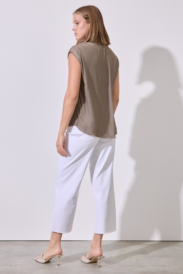 Blusa Saten Flecos KHAKI